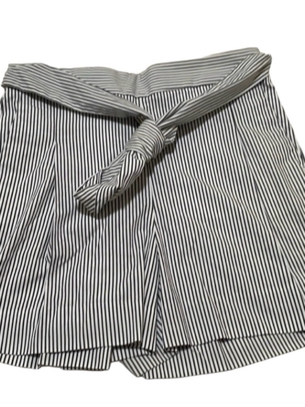 J. Crew Black & White Striped Tie-Waist Bermuda Shorts